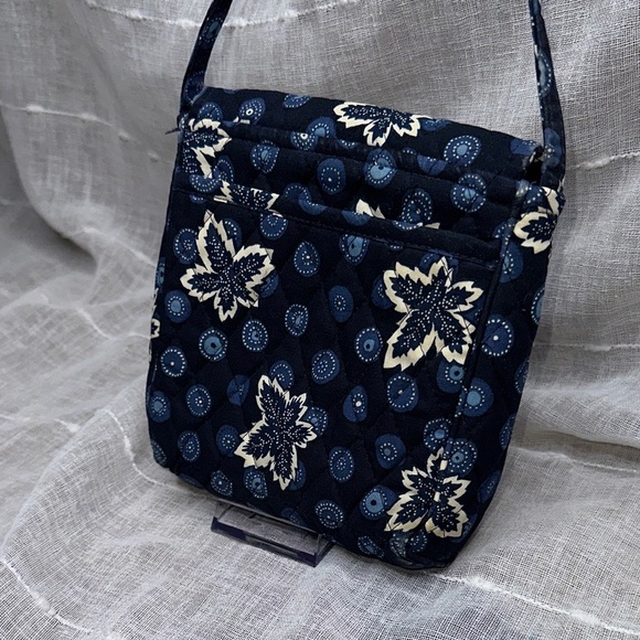 Vera Bradley Blue Coin Maple Leaf Pattern Sling Crossbody Swing Bag EUC VINTAGE - Picture 5 of 14